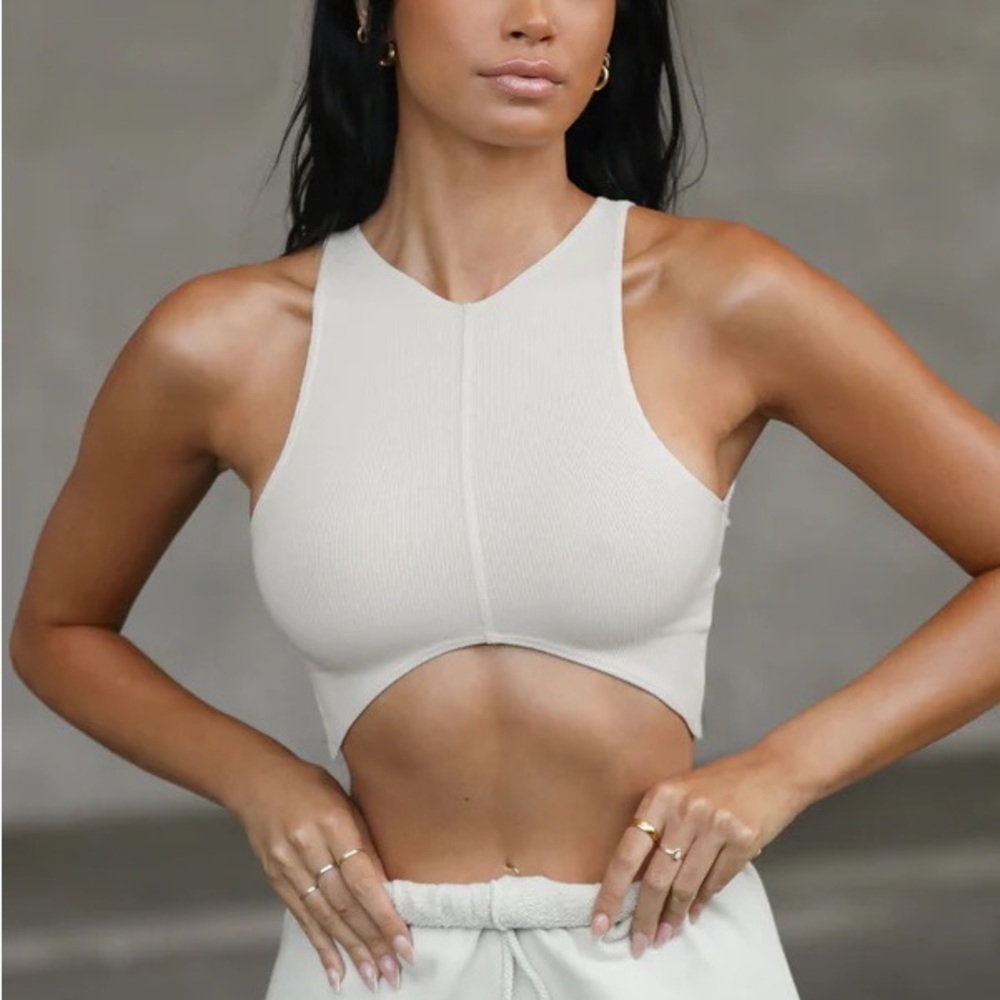 CURVE CROP TANK - JOAH BROWN - BONE FLEXRIB
